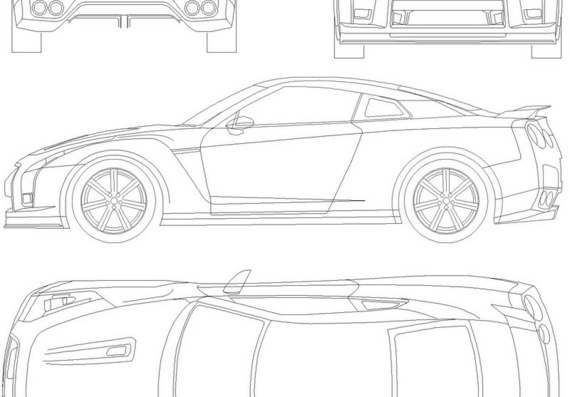 Nissan GT-R (Ниссан ГТ-Р) - чертежи (рисунки) автомобиля